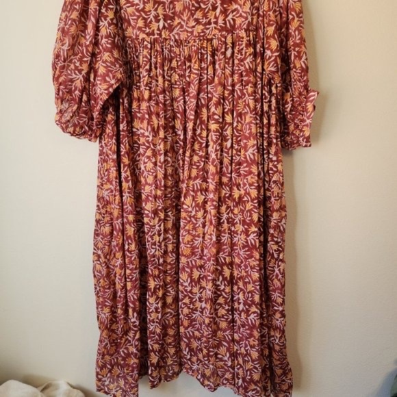 Daughters of India Women Kyra Midi Dress XL Floral Print Baloon Sleeve Bohemian - Picture 12 of 15